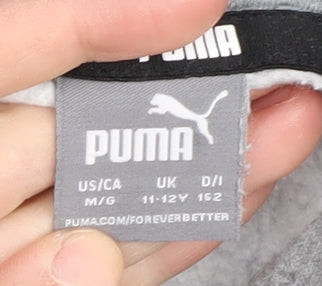 Puma Girls Grey Hoodie 11-12 Years Long Sleeve Pullover