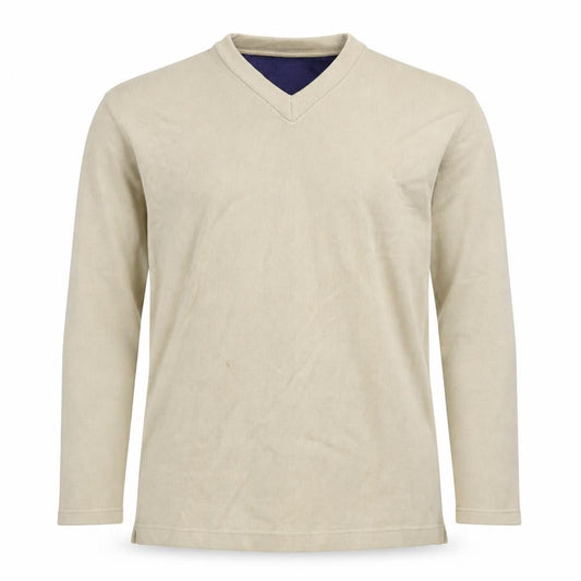 New Classics Men Beige V-Neck Pullover L Cotton Jumper