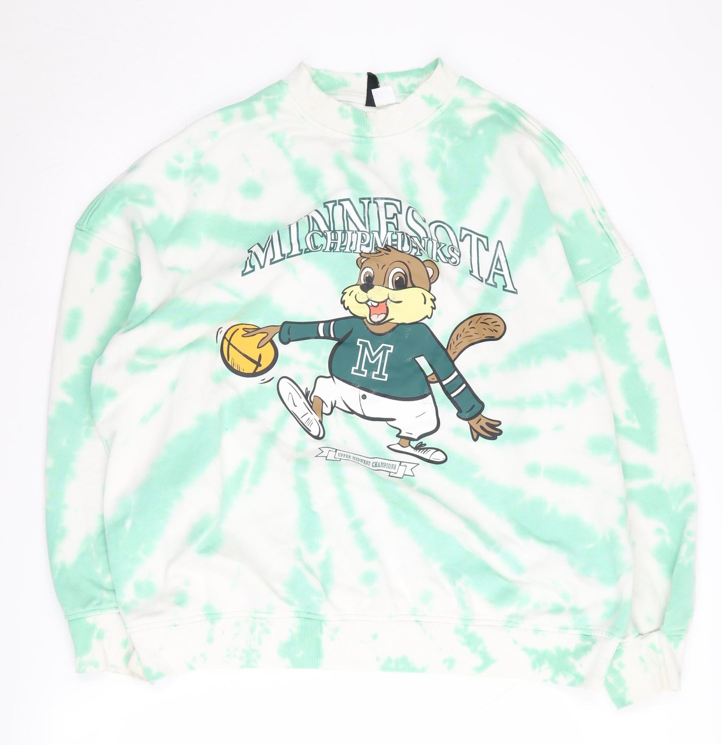 H&M Women's Green Tie Dye Pullover Sweatshirt M