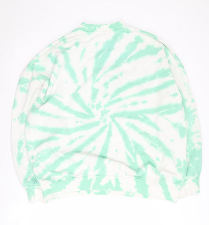 H&M Women's Green Tie Dye Pullover Sweatshirt M