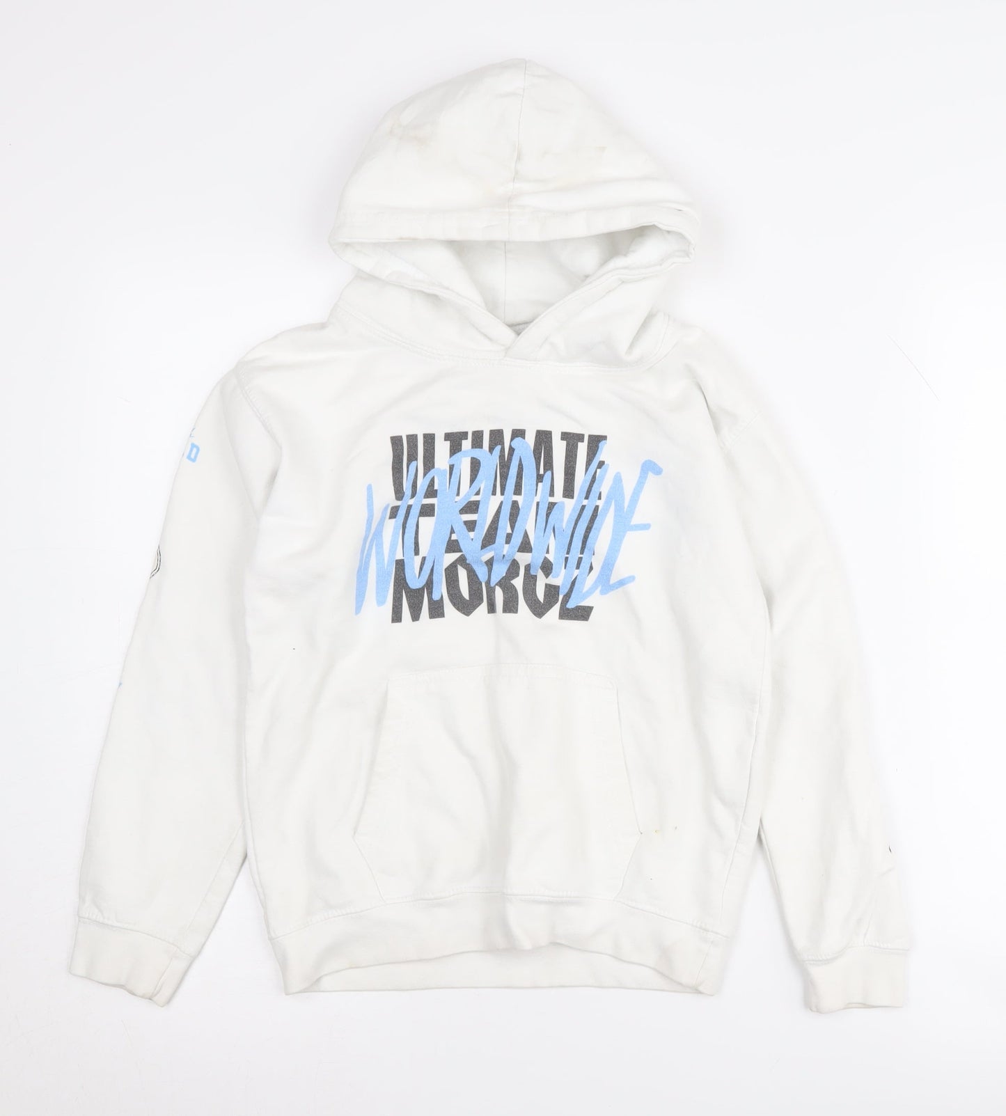 Morgz Boys White Hoodie L Graphic Print Casual Pullover