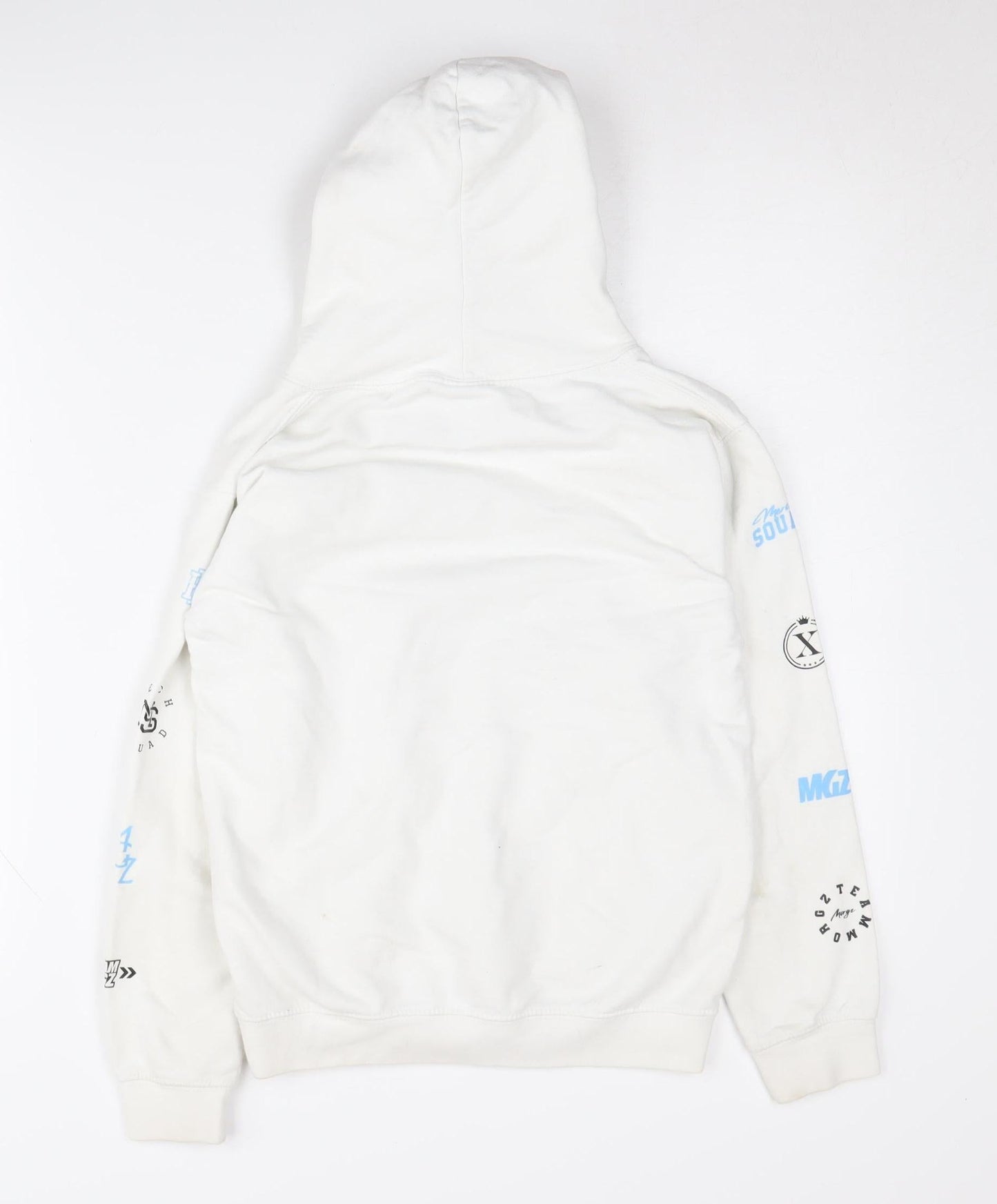 Morgz Boys White Hoodie L Graphic Print Casual Pullover