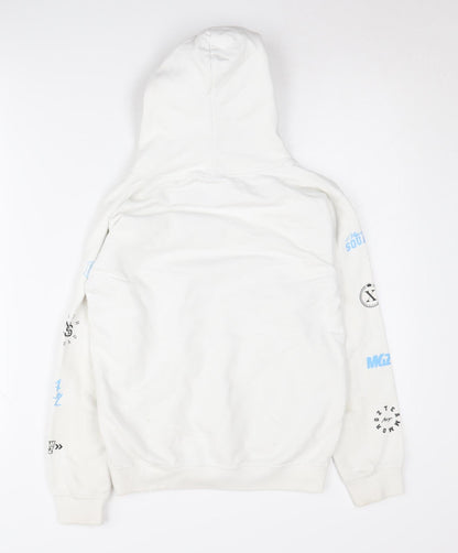 Morgz Boys White Hoodie L Graphic Print Casual Pullover