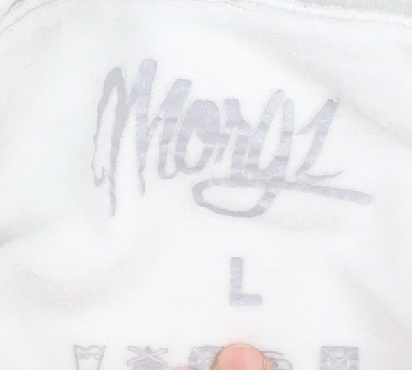 Morgz Boys White Hoodie L Graphic Print Casual Pullover