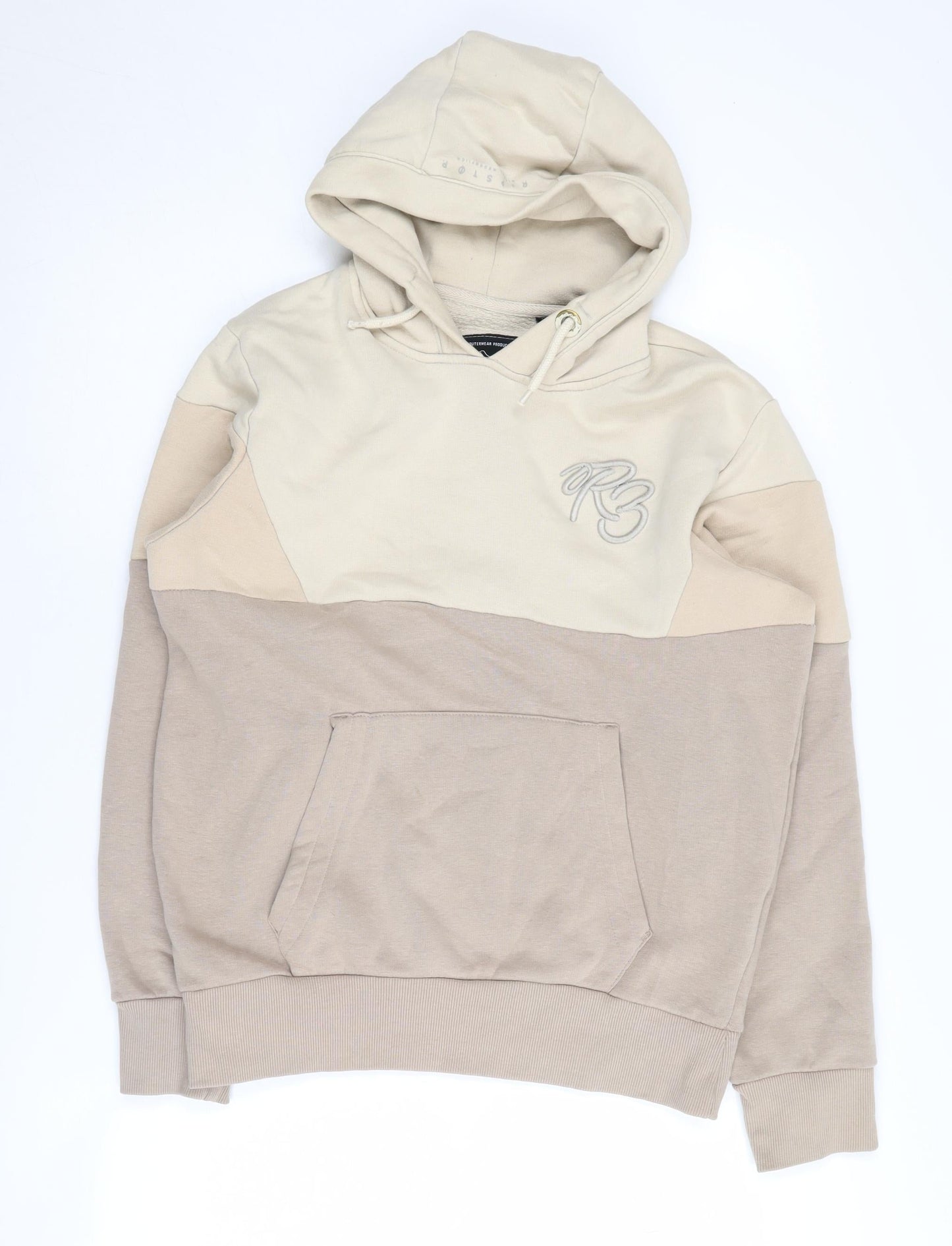 Ripstop Boys Beige Pullover Hoodie L Colourblock