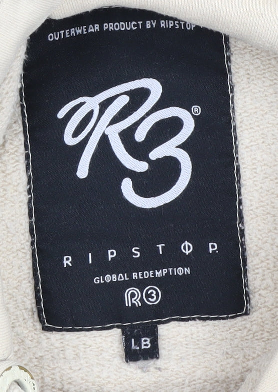 Ripstop Boys Beige Pullover Hoodie L Colourblock
