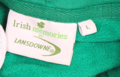 Irish Memories Men's Green Hoodie, L, Graphic Print