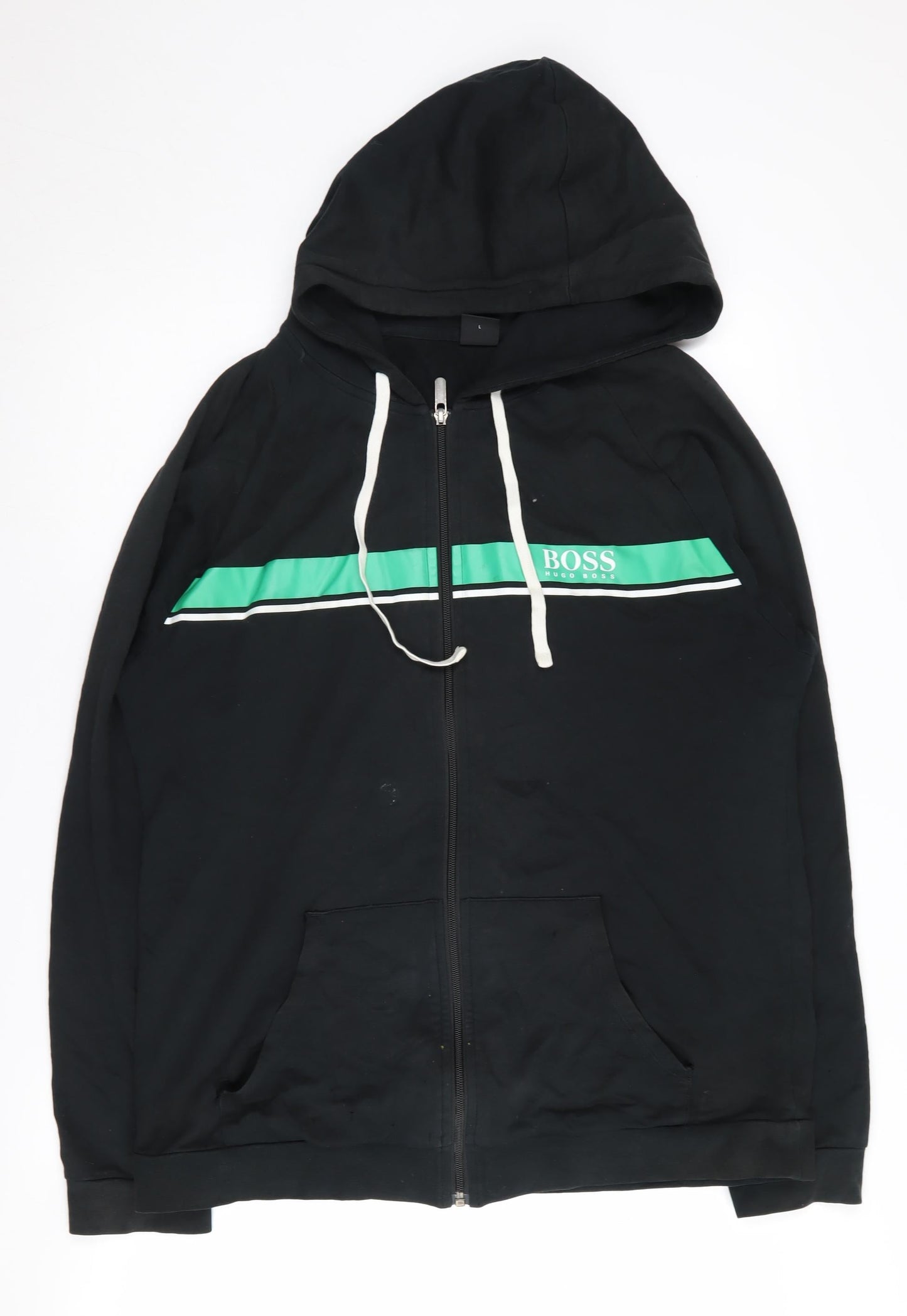 Mens UK Size L Boss Black Full Zip Hoodie