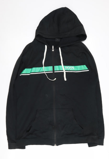 Mens UK Size L Boss Black Full Zip Hoodie