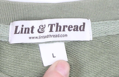 Lint & Thread Women's Green Pullover Sweatshirt, Size L