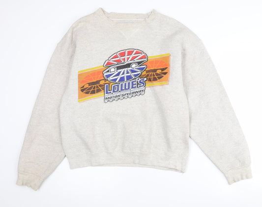 Additional front view of Santee unisex grey motorsports graphic sweatshirt m