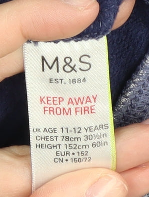 Marks and Spencer Boys Blue Full Zip Hoodie 11-12 Years