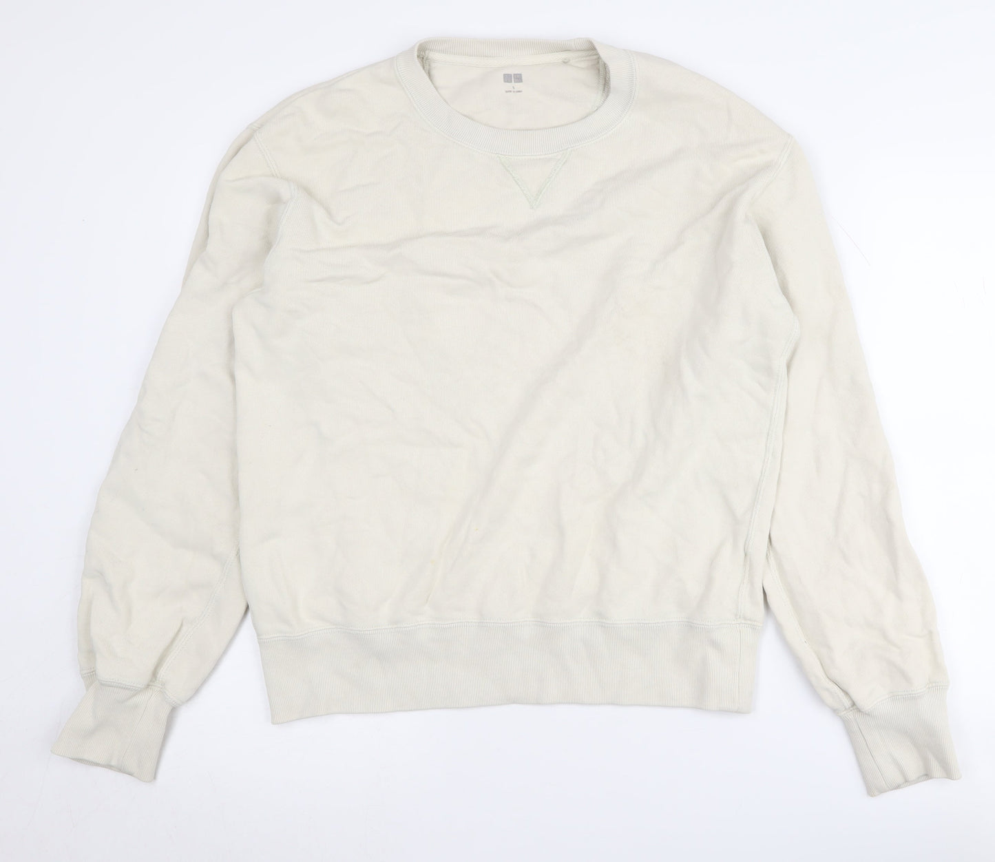 Uniqlo Ivory Pullover Sweatshirt, S, Unisex Adults