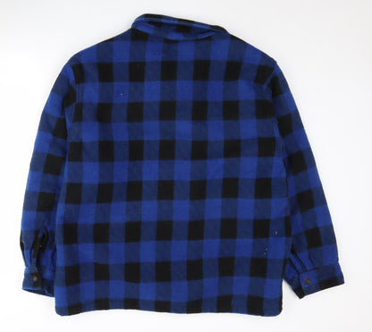 Workwear Men's Blue Check Fleece Jacket, Large