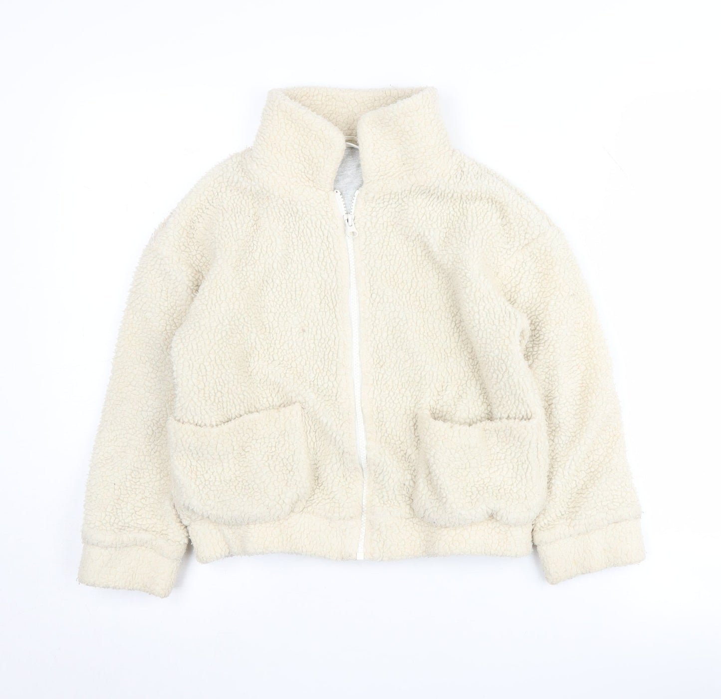 Next Girls Ivory Basic Jacket, 8 Years, Full Zip, Pockets