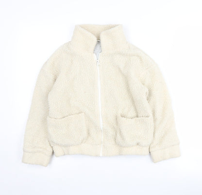 Next Girls Ivory Basic Jacket, 8 Years, Full Zip, Pockets