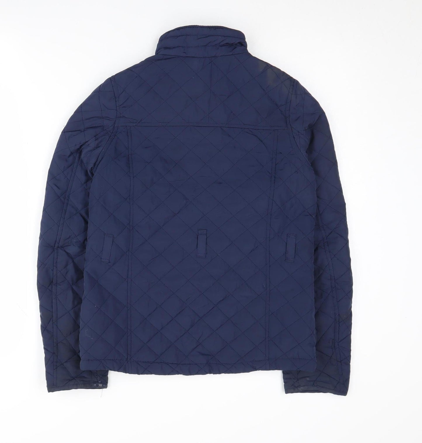 H&M Girls Quilted Blue Jacket 12-13 Years Full Zip Mid-Length