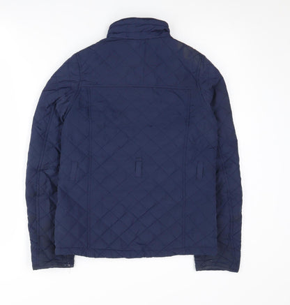 H&M Girls Quilted Blue Jacket 12-13 Years Full Zip Mid-Length