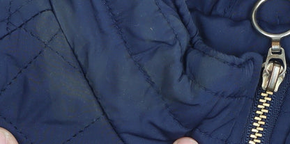 H&M Girls Quilted Blue Jacket 12-13 Years Full Zip Mid-Length