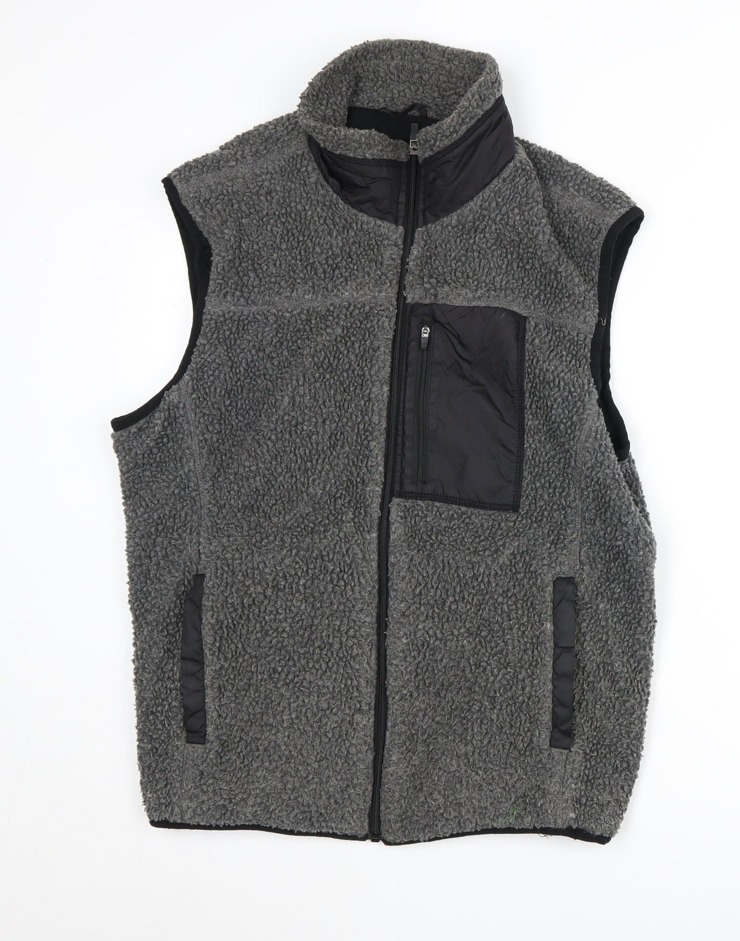 Zara Mens Grey Waistcoat M Stand-Up Collar Lined