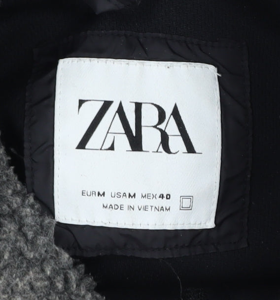 Zara Mens Grey Waistcoat M Stand-Up Collar Lined