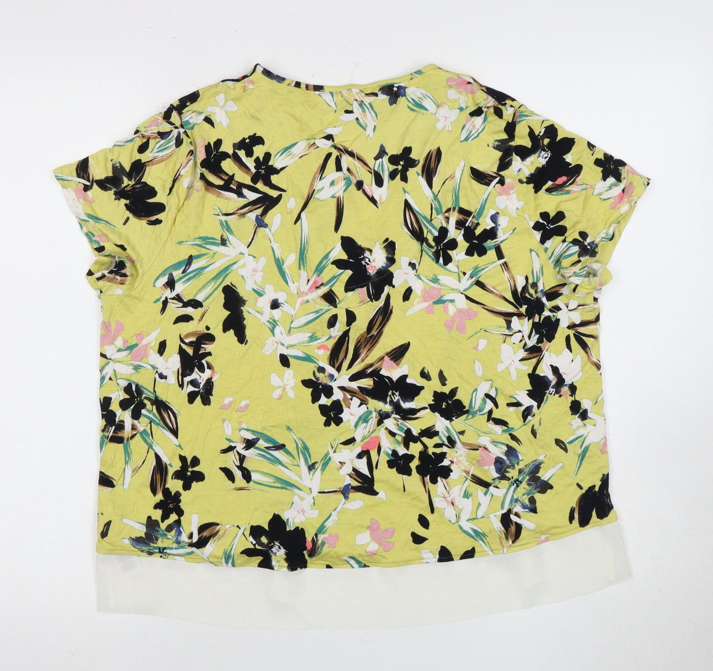 Marks and Spencer Women's Floral V-Neck T-Shirt L