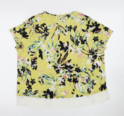 Marks and Spencer Women's Floral V-Neck T-Shirt L