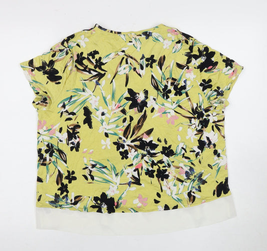 Marks and Spencer Women's Floral V-Neck T-Shirt L