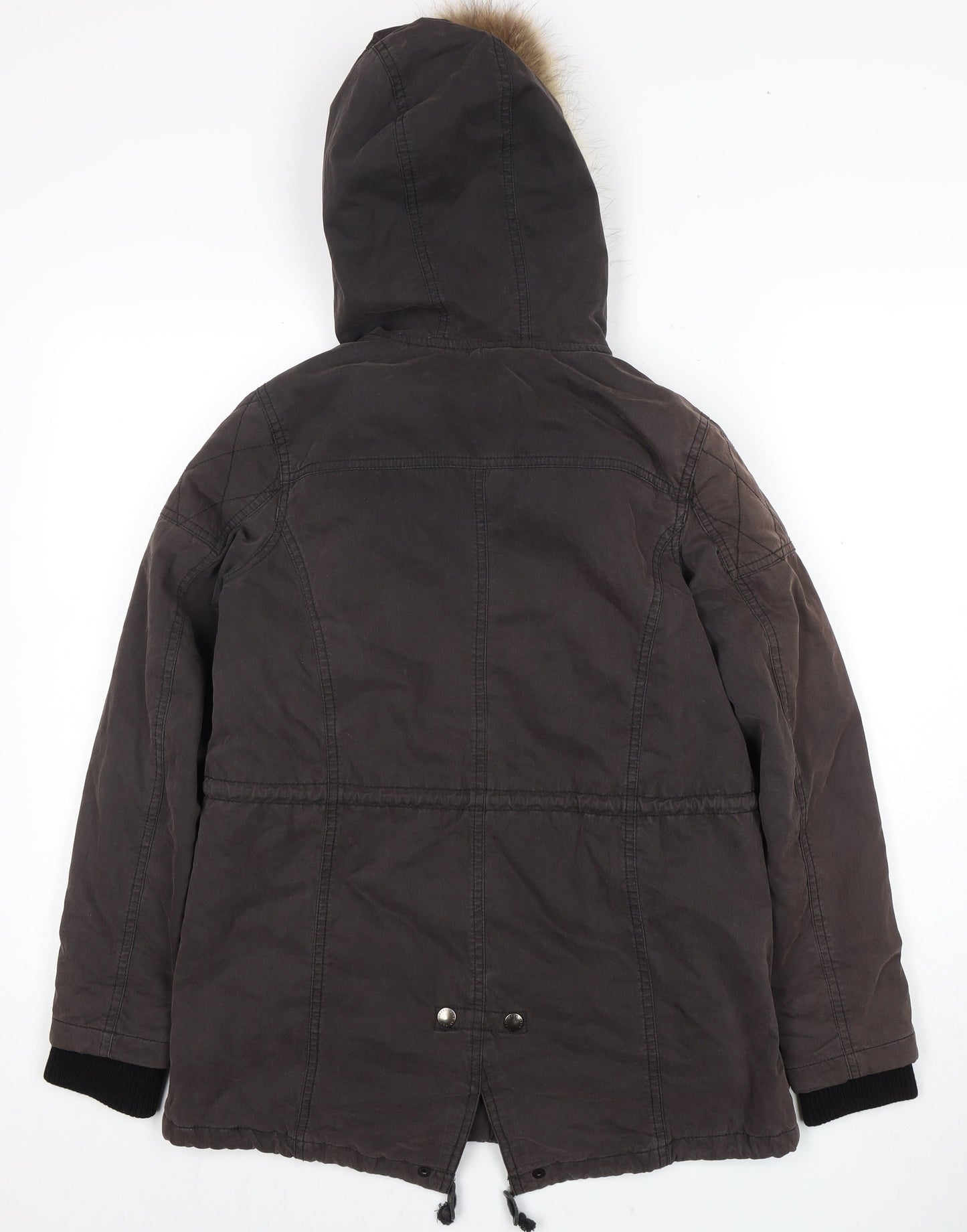 Izzue Women's Brown XS Parka Coat Fur Hooded