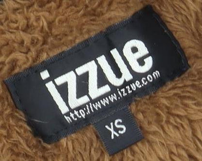 Izzue Women's Brown XS Parka Coat Fur Hooded