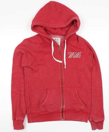 Womens UK Size 10 Jack Wills Red Full Zip Hoodie