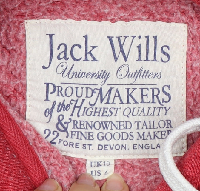 Womens UK Size 10 Jack Wills Red Full Zip Hoodie