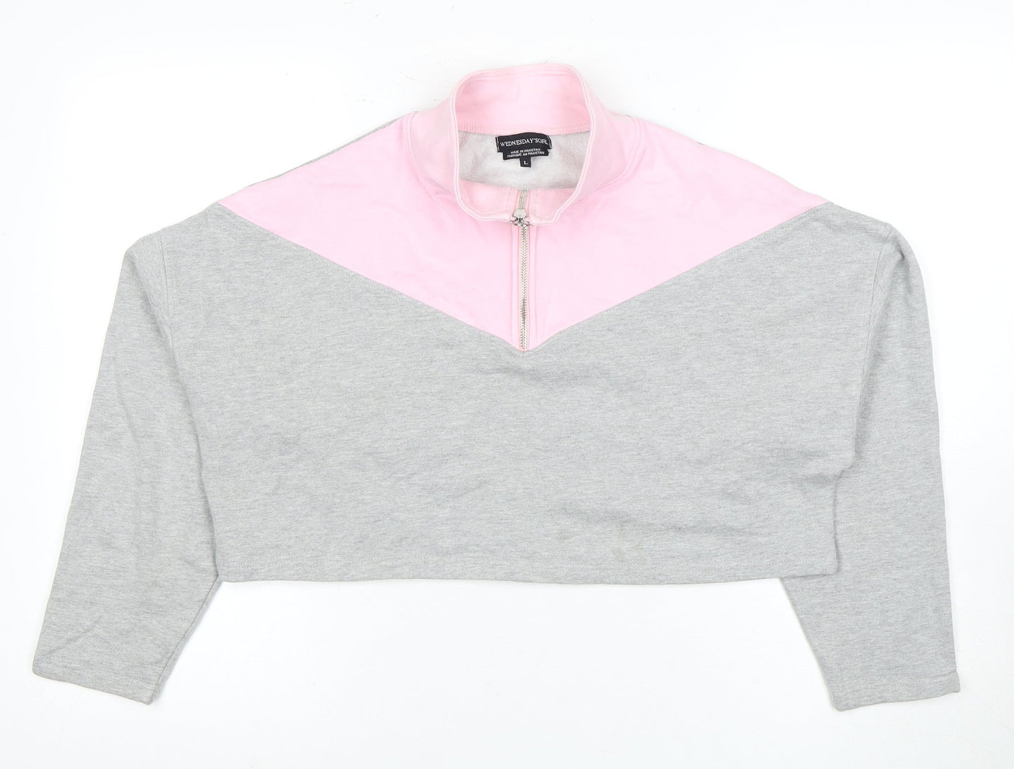 Wednesday's Girl Women's Grey & Pink L Zip Sweatshirt