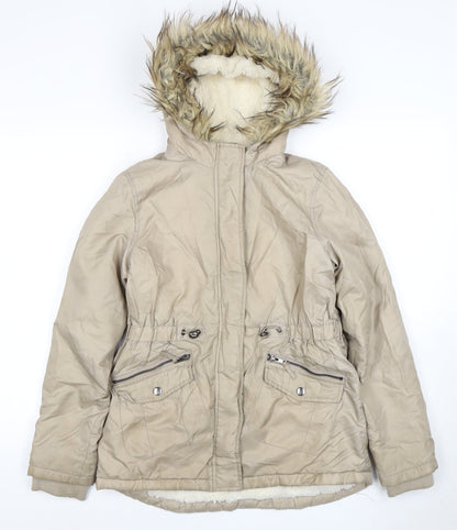 Nutmeg Girls Beige Parka Coat, Size 12-13, Hooded, Winter