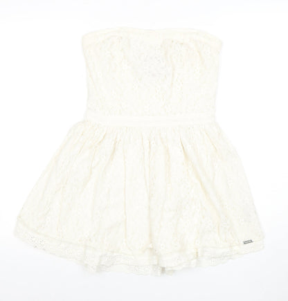 Superdry Women's White A-Line Strapless Dress M