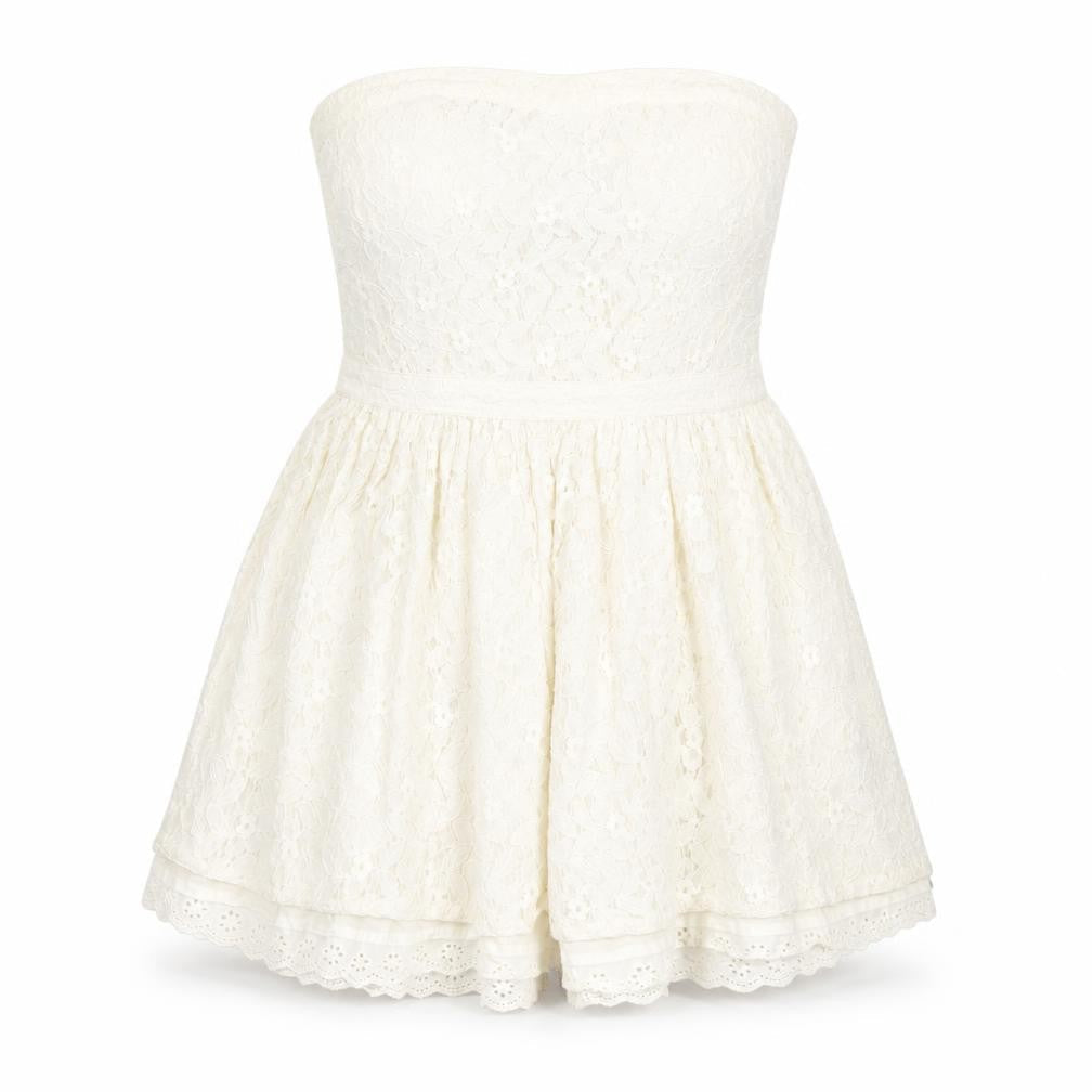 Superdry Women's White A-Line Strapless Dress M