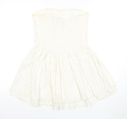 Superdry Women's White A-Line Strapless Dress M
