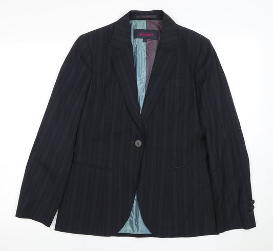 Ted Baker Women's Black Pinstripe Suit Jacket Size 10