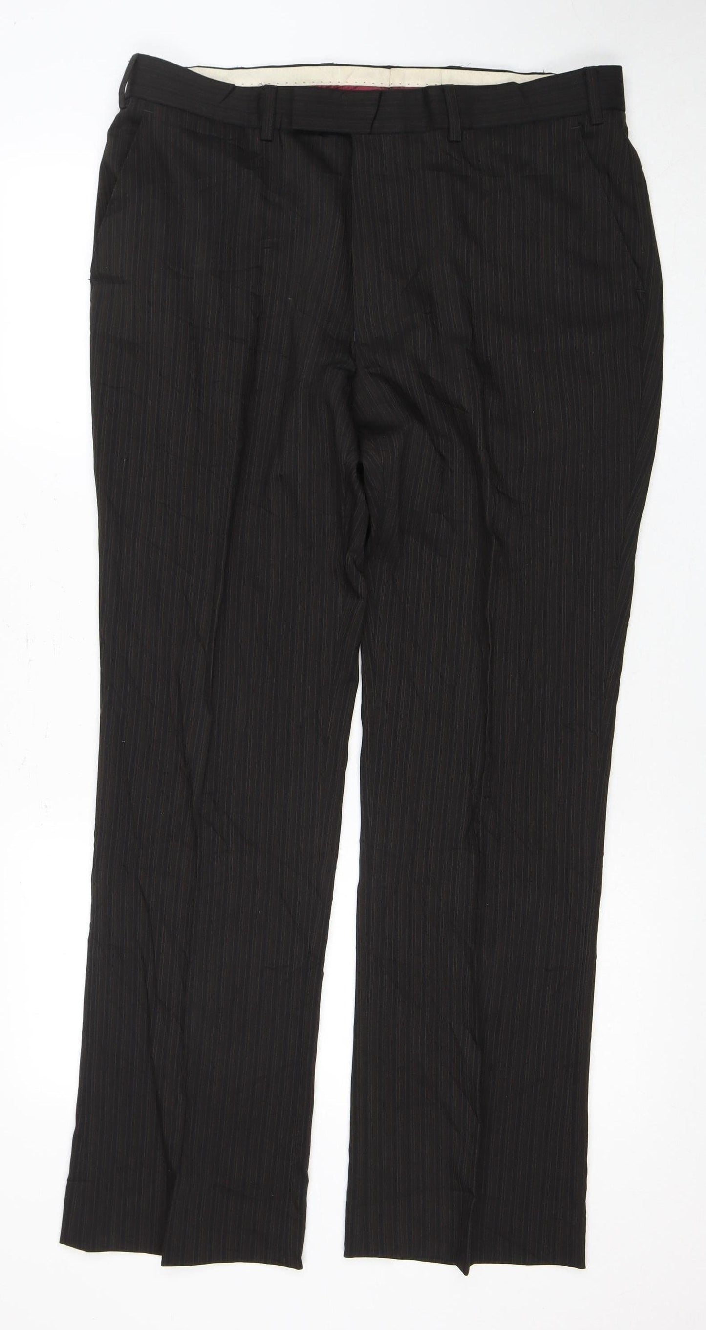 Limehaus Men's Black Striped Trousers - 36 in Waist