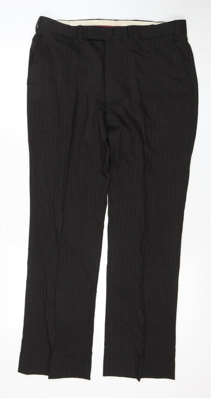 Limehaus Men's Black Striped Trousers - 36 in Waist