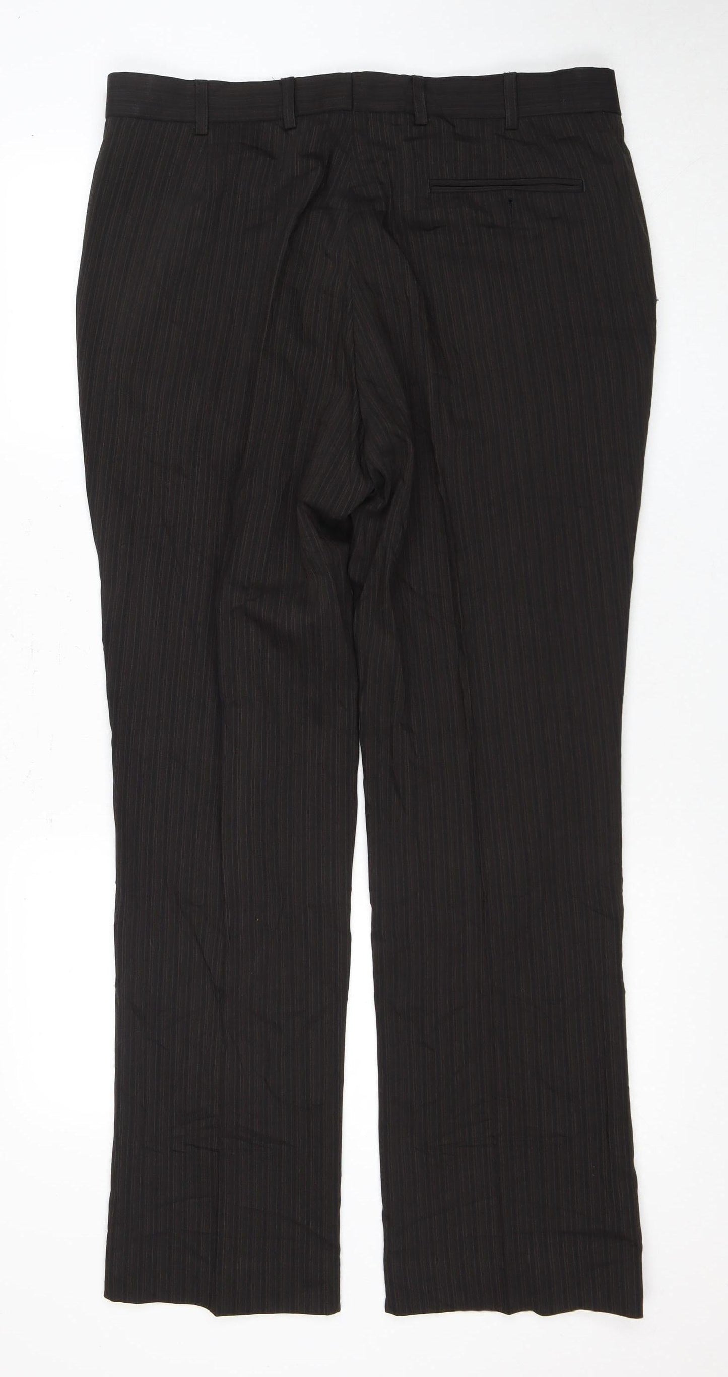 Limehaus Men's Black Striped Trousers - 36 in Waist