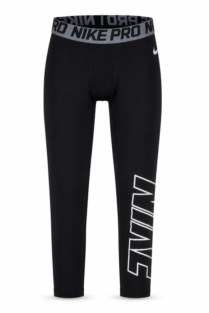 Front view of Nike Pro Black Compression Leggings M unisex athletic