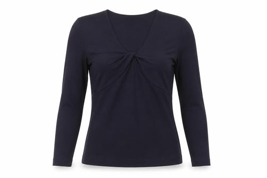 Bianca Women's Black Long Sleeve V-Neck Top Size 12
