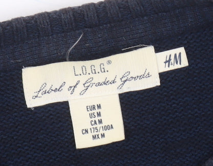 H&M Men's Blue Pullover Jumper M - Casual Style