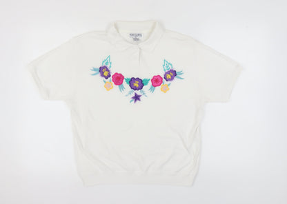 Kate Collins Women's White Polo - Size L - Petites