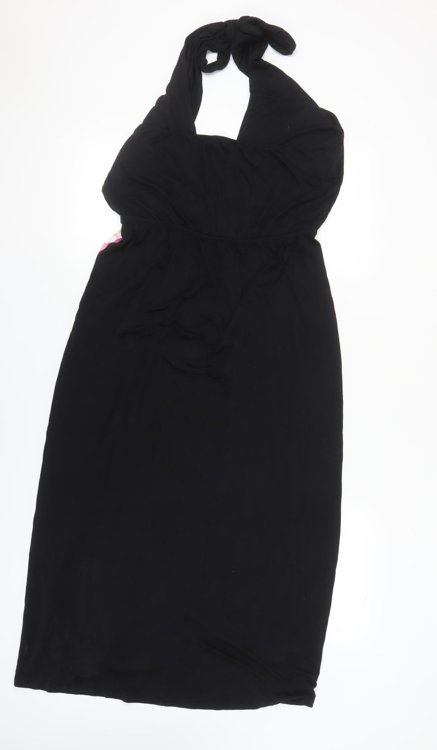 Little Mistress Women's Black Floral Halter Dress Size 14