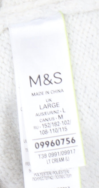 Womens UK Size L Marks and Spencer White Pullover Jumper