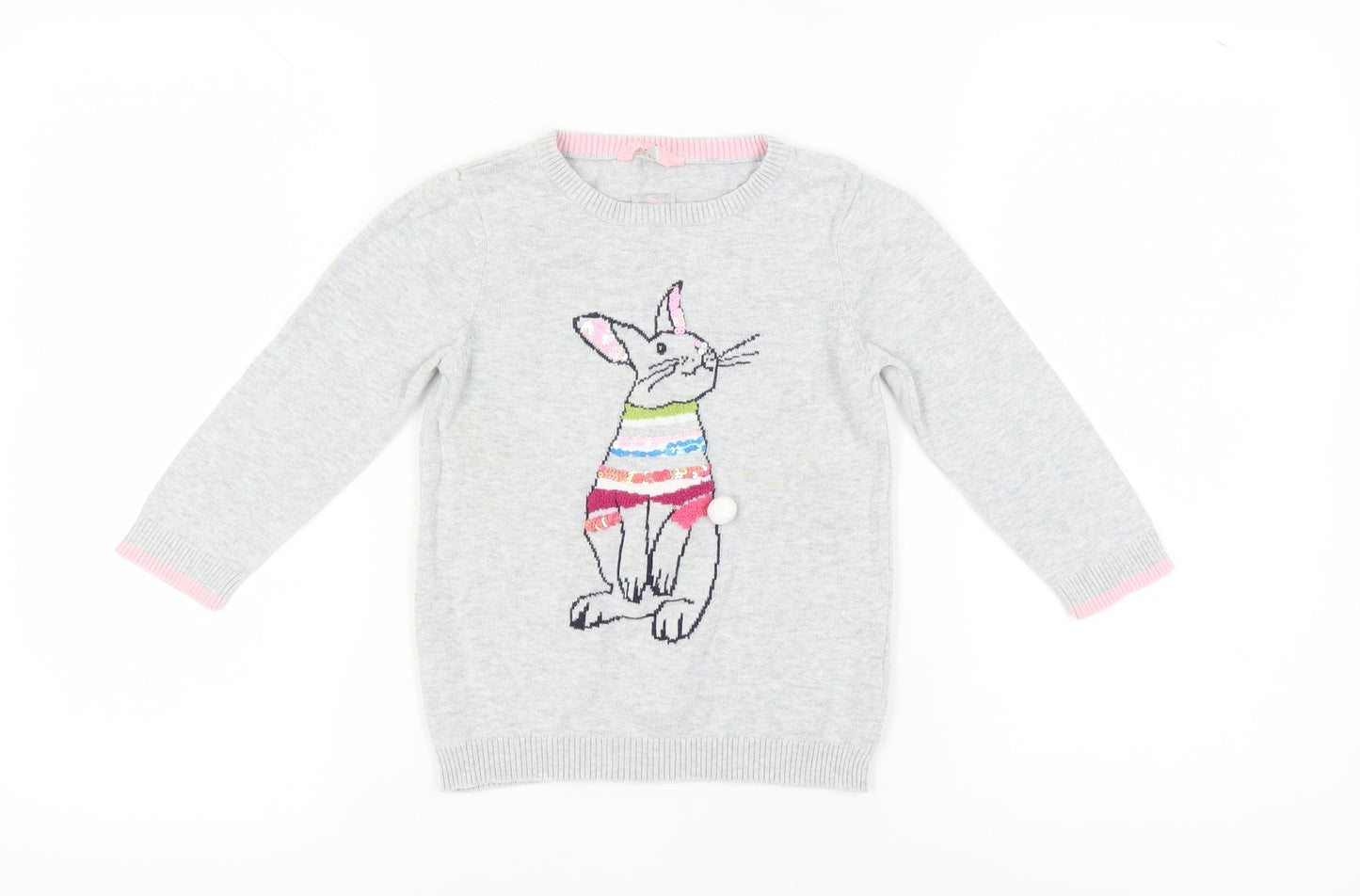 Joules Girls Grey Animal Print Cotton Pullover Jumper 6-7 Yrs