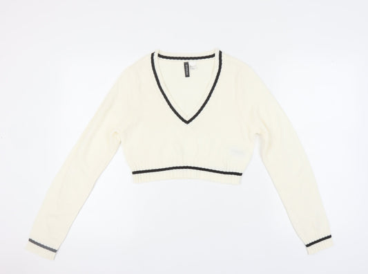 Womens UK Size 12 H&M White Pullover Jumper