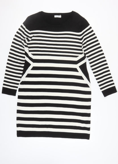 Calvin Klein Women's XL Black Striped Knit Dress